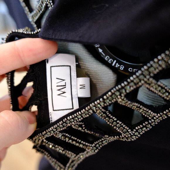 MLV Beaded Rayon Tank with Deep V Back - Medium - Picture 3 of 3